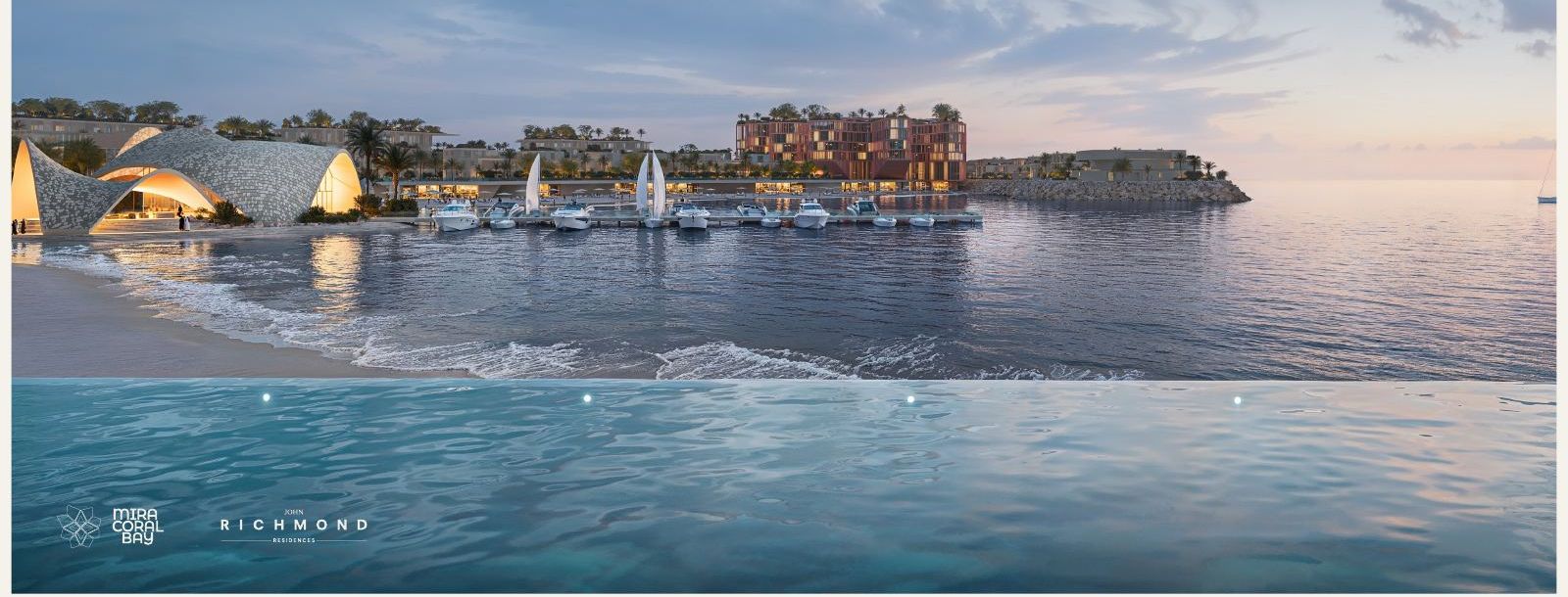 Пляж Mira Coral Bay на закате